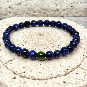 Lapis Lazuli Stone Beaded Stretchy Bracelet - 6mm Crystal Unisex Jewelry